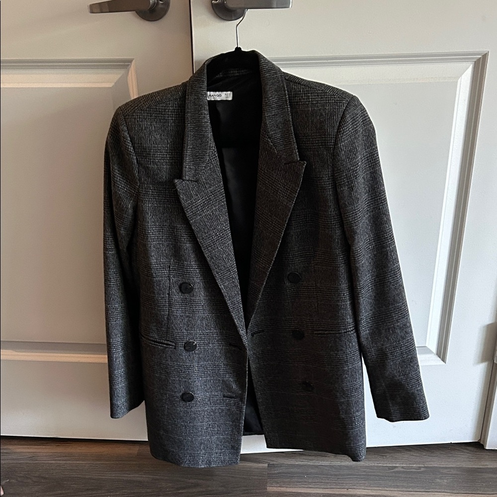 Mango Charcoal Textured Blazer